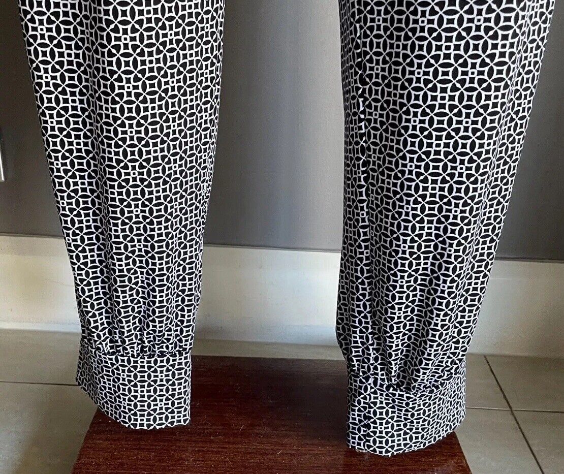 ALEXIA Lounge Pants Black & White Print Elastic Waist & Cuffs Plus Size 22 Boho