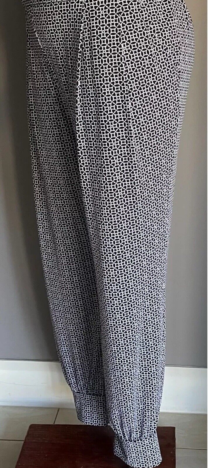 ALEXIA Lounge Pants Black & White Print Elastic Waist & Cuffs Plus Size 22 Boho