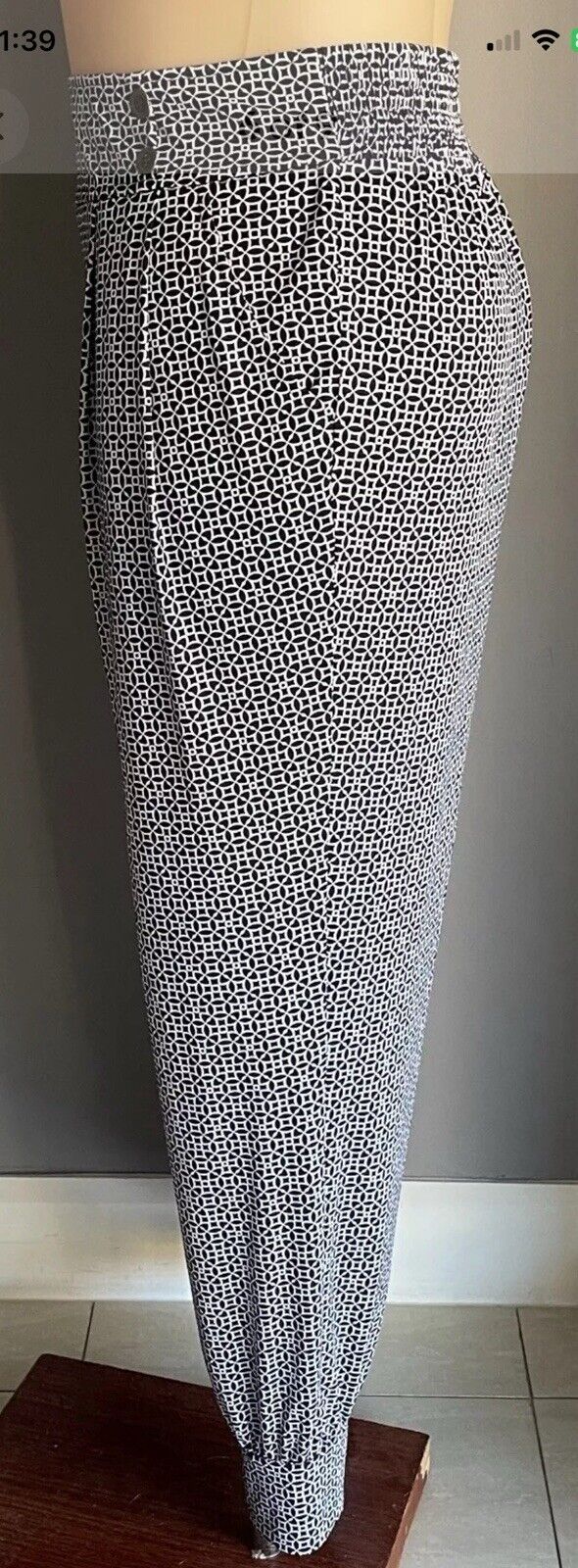 ALEXIA Lounge Pants Black & White Print Elastic Waist & Cuffs Plus Size 22 Boho