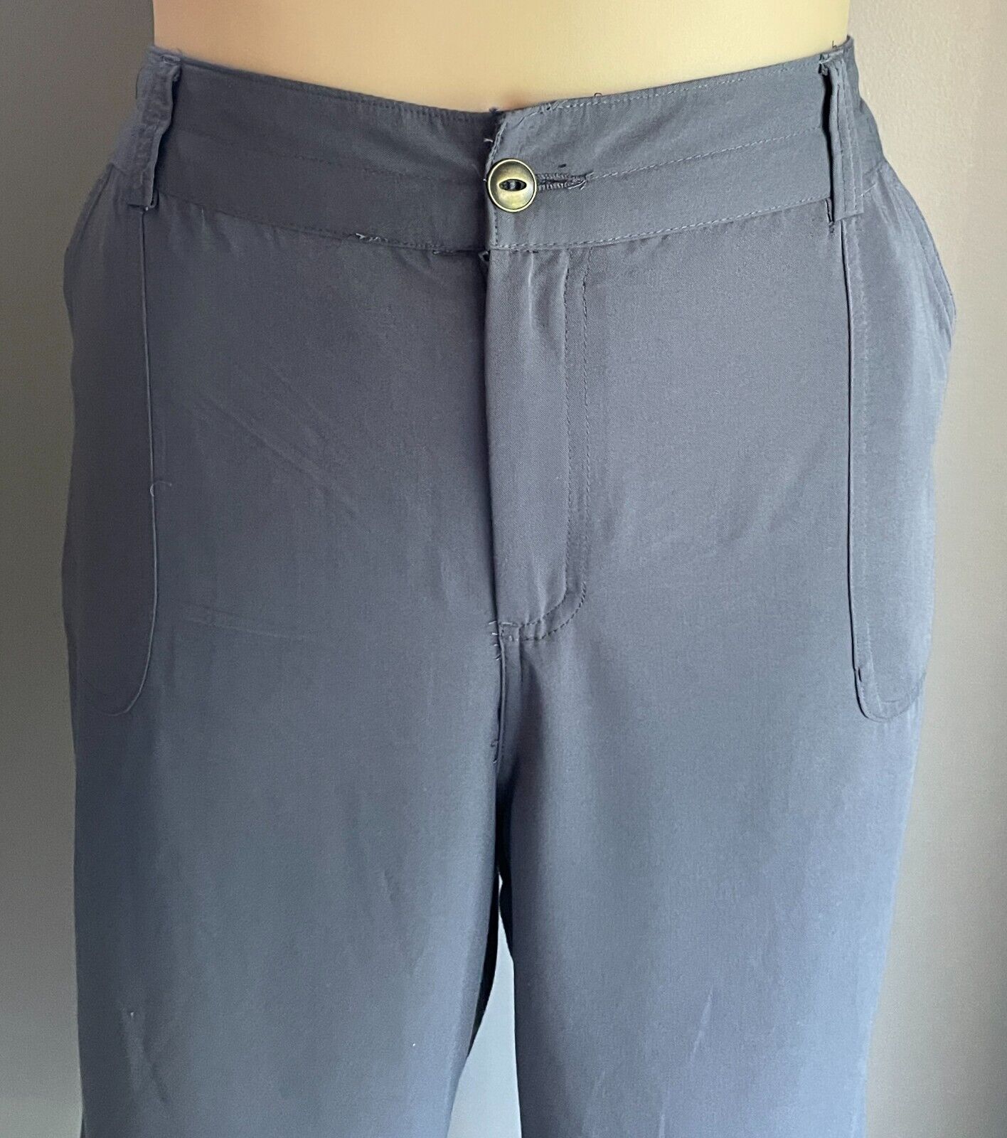 ALEXIA Grey Pants Utility Style Plus Size 18 Cropped Length Tie At Each Leg