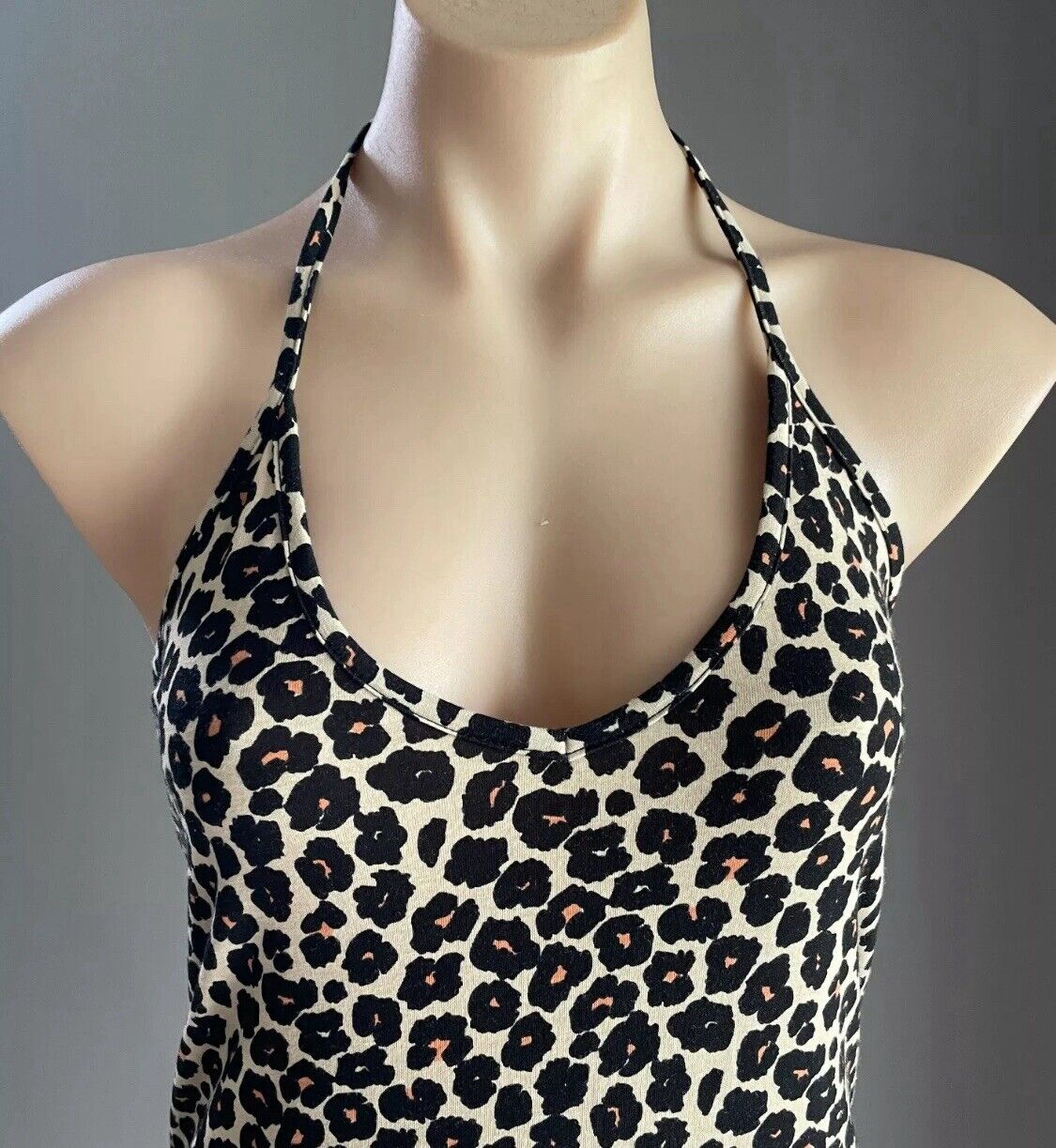 SUPRE Diana Bodysuit Leopard Print V Neck Halter Print Size XL 10 12 NEW