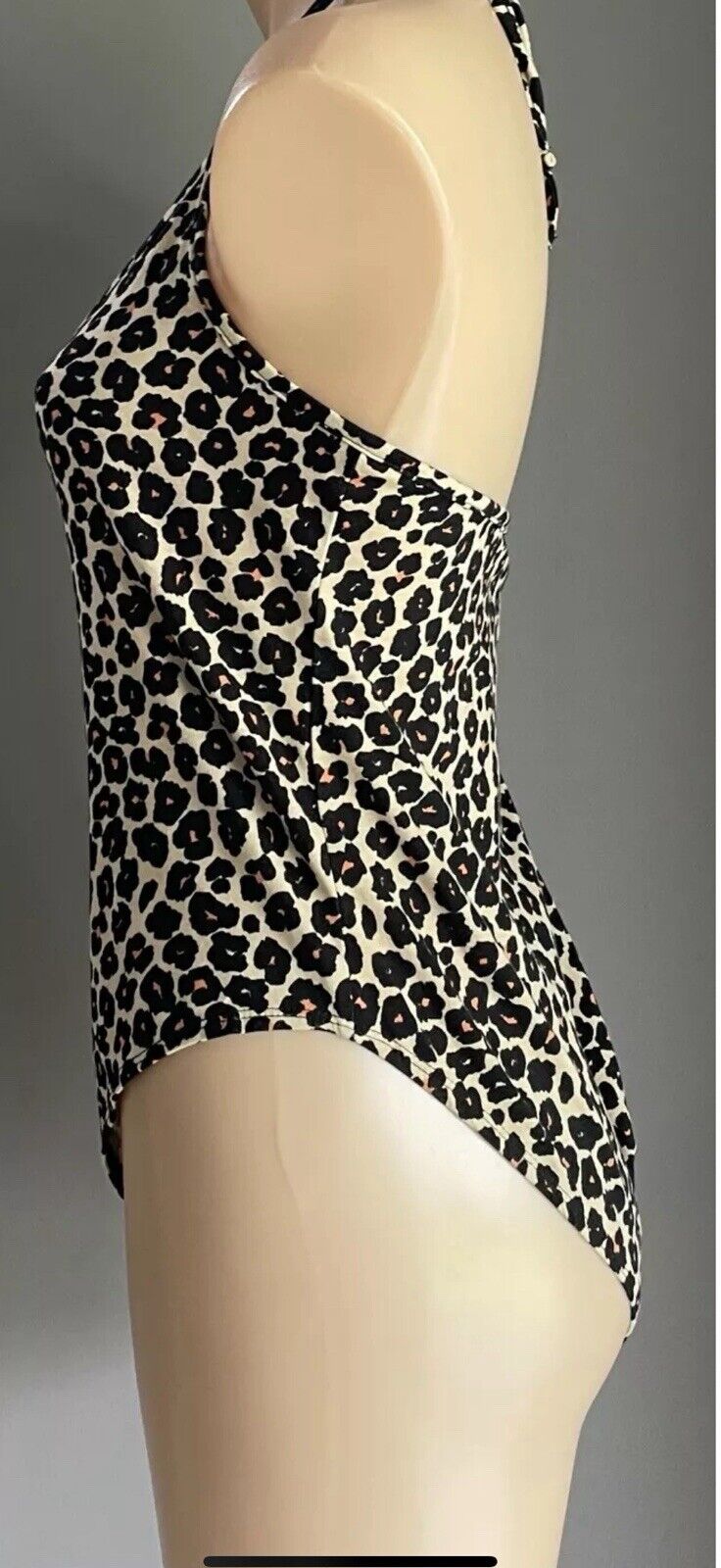 SUPRE Diana Bodysuit Leopard Print V Neck Halter Print Size XL 10 12 NEW