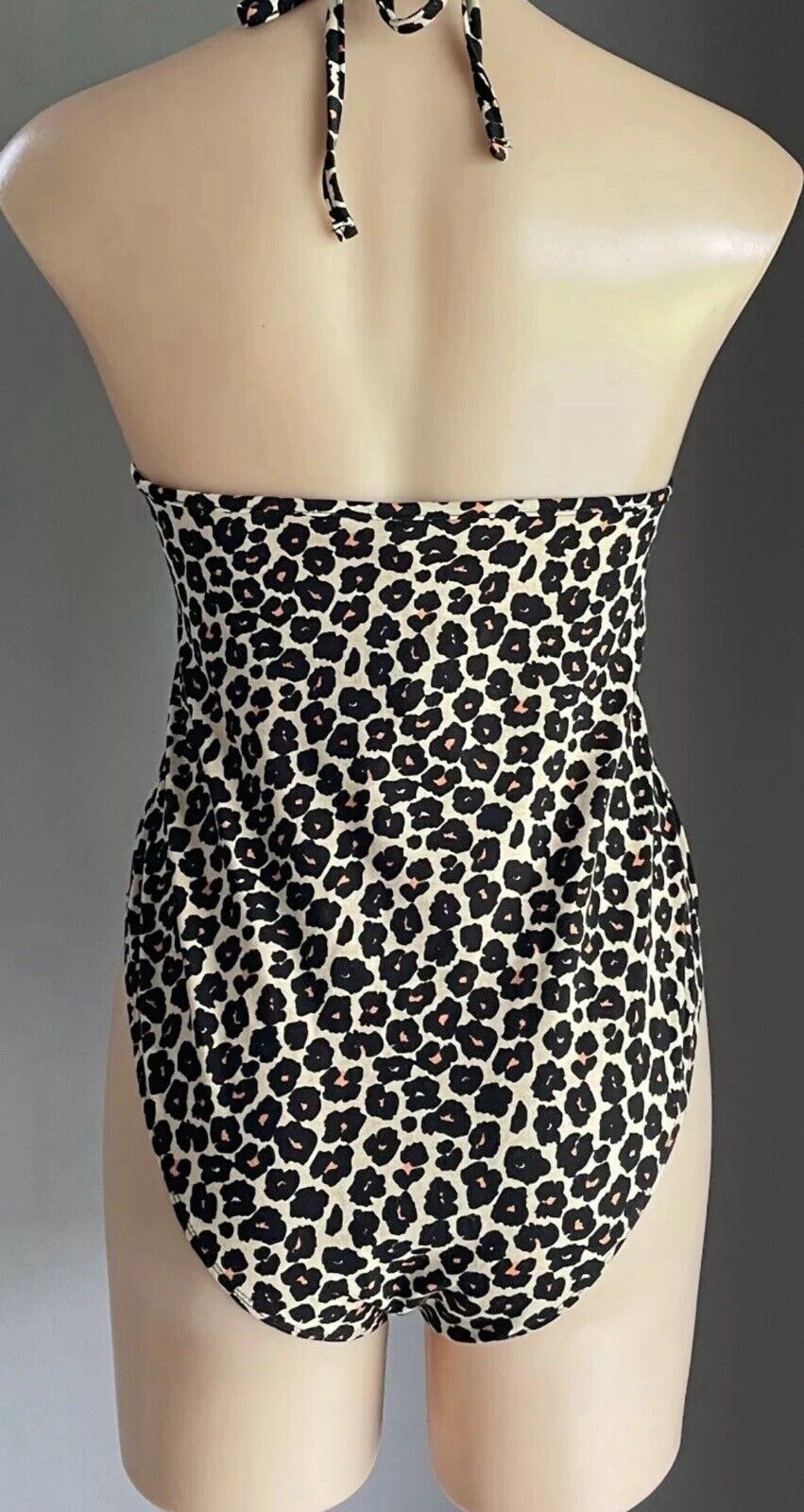 SUPRE Diana Bodysuit Leopard Print V Neck Halter Print Size XL 10 12 NEW