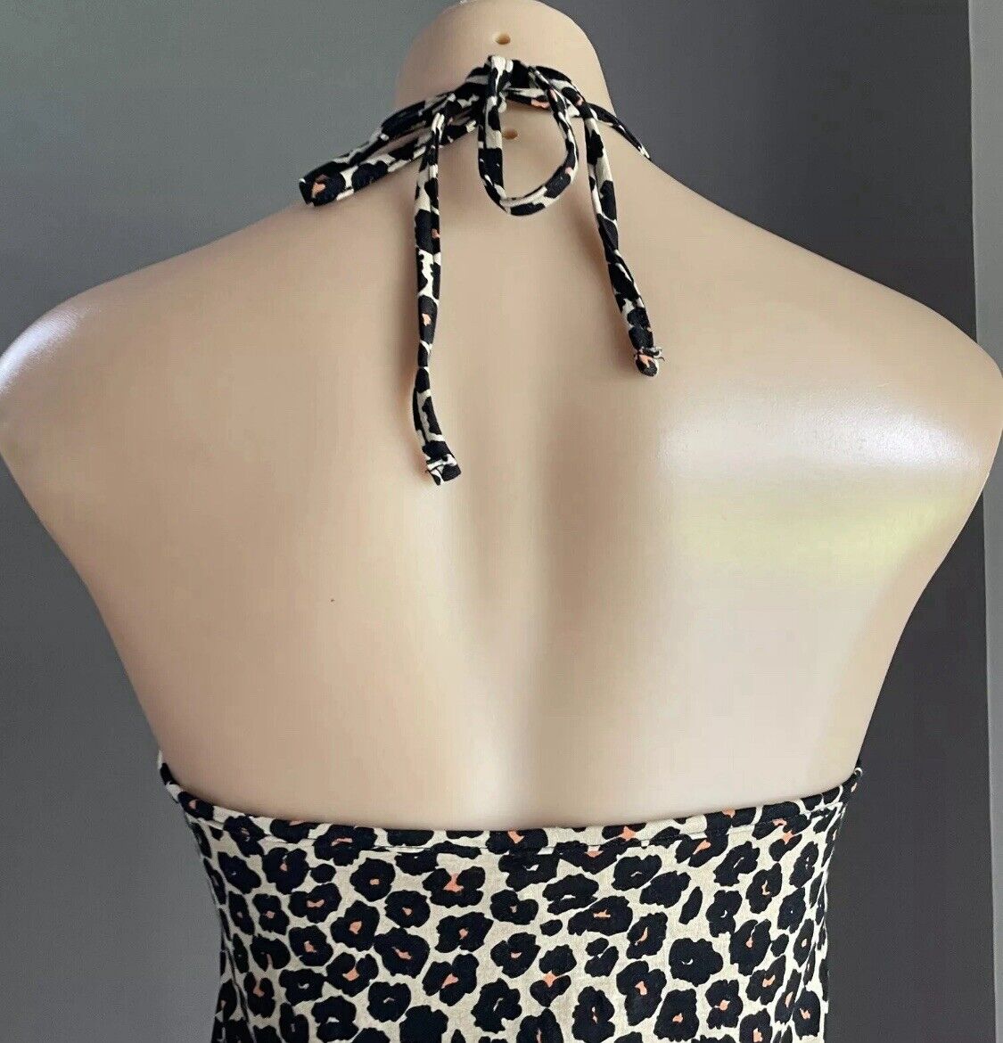 SUPRE Diana Bodysuit Leopard Print V Neck Halter Print Size XL 10 12 NEW