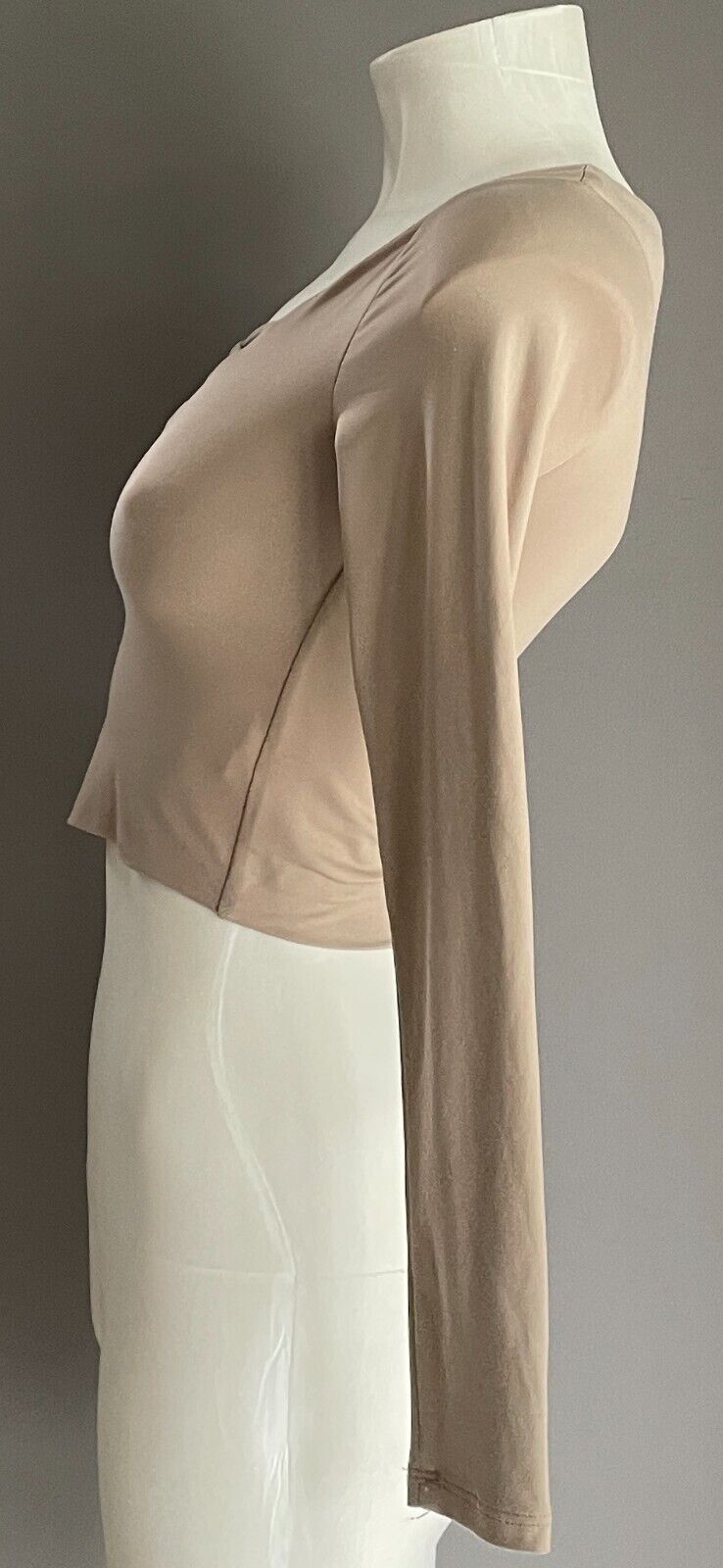 SUPRE Mocha Crop Top Long Sleeve Smooth Stretch Fabric Criss Cross Size XS 8