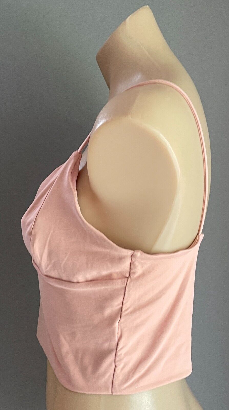 SUPRE Dusty Pink V-Neck Tank Crop Top Size L 12 Thin Straps Smooth Stretch