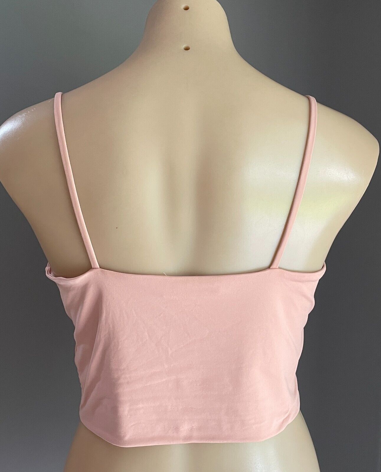 SUPRE Dusty Pink V-Neck Tank Crop Top Size L 12 Thin Straps Smooth Stretch