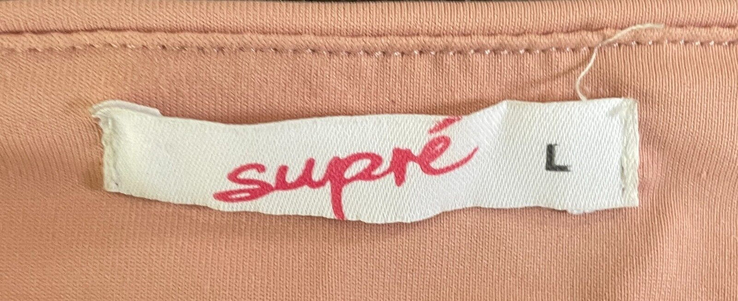 SUPRE Dusty Pink V-Neck Tank Crop Top Size L 12 Thin Straps Smooth Stretch