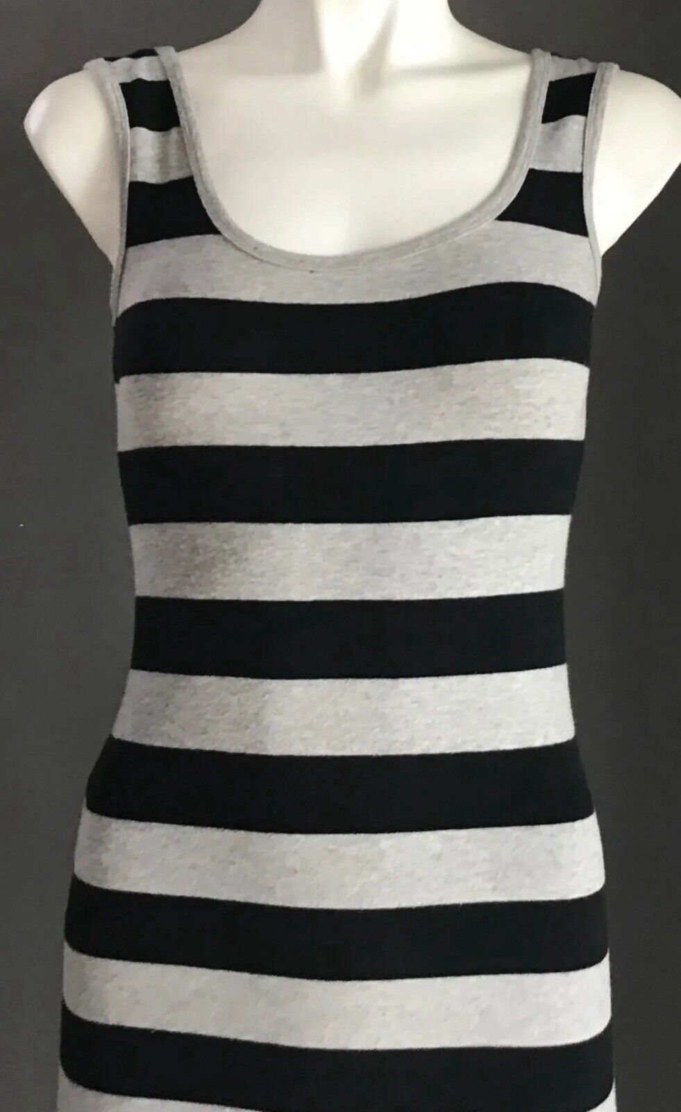 SUPRE Maxi Dress Grey & Black Stripe Sleeveless Stretch Tube Size XS 8 NEW