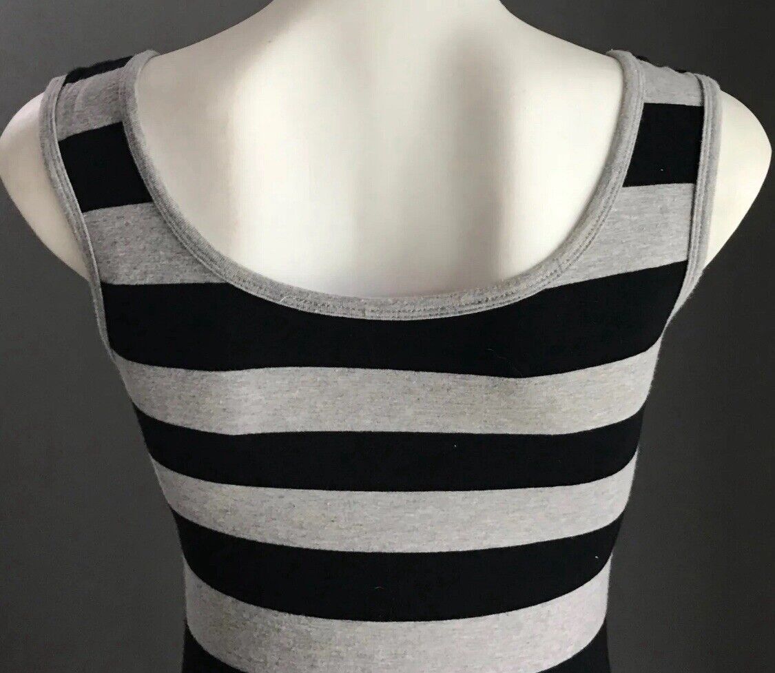 SUPRE Maxi Dress Grey & Black Stripe Sleeveless Stretch Tube Size XS 8 NEW