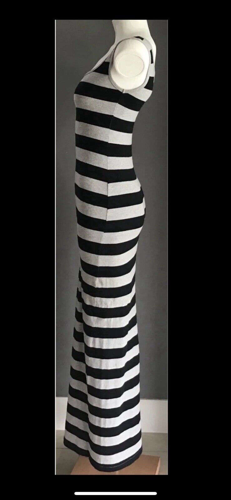SUPRE Maxi Dress Grey & Black Stripe Sleeveless Stretch Tube Size XS 8 NEW