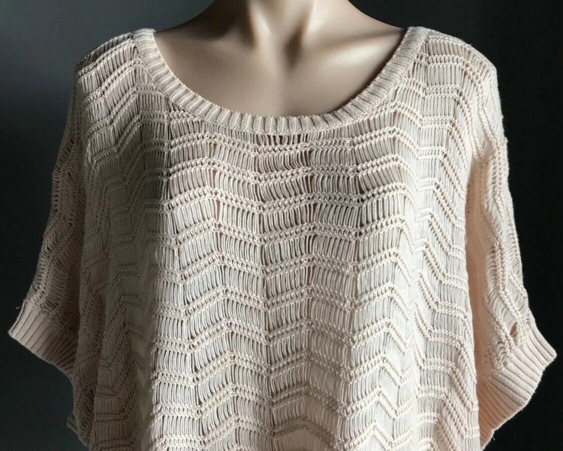SUPRE Oversized KNIT TOP Blush Pink Knit Short Sleeve Box Style Size L 12 NEW