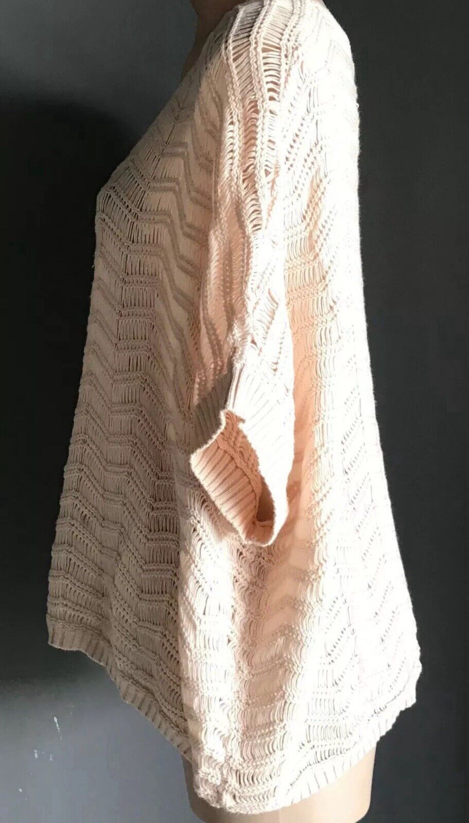 SUPRE Oversized KNIT TOP Blush Pink Knit Short Sleeve Box Style Size L 12 NEW