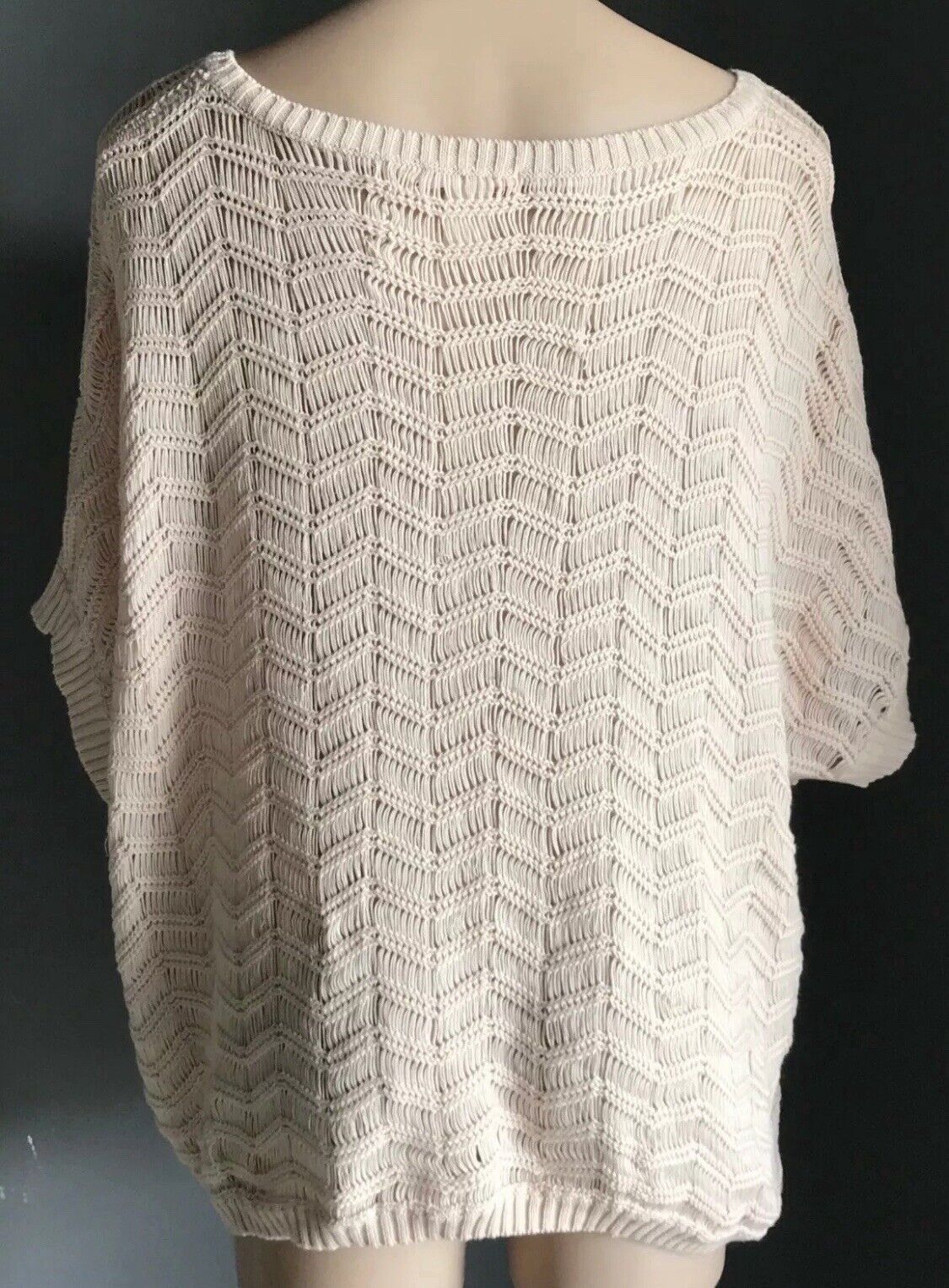 SUPRE Oversized KNIT TOP Blush Pink Knit Short Sleeve Box Style Size L 12 NEW