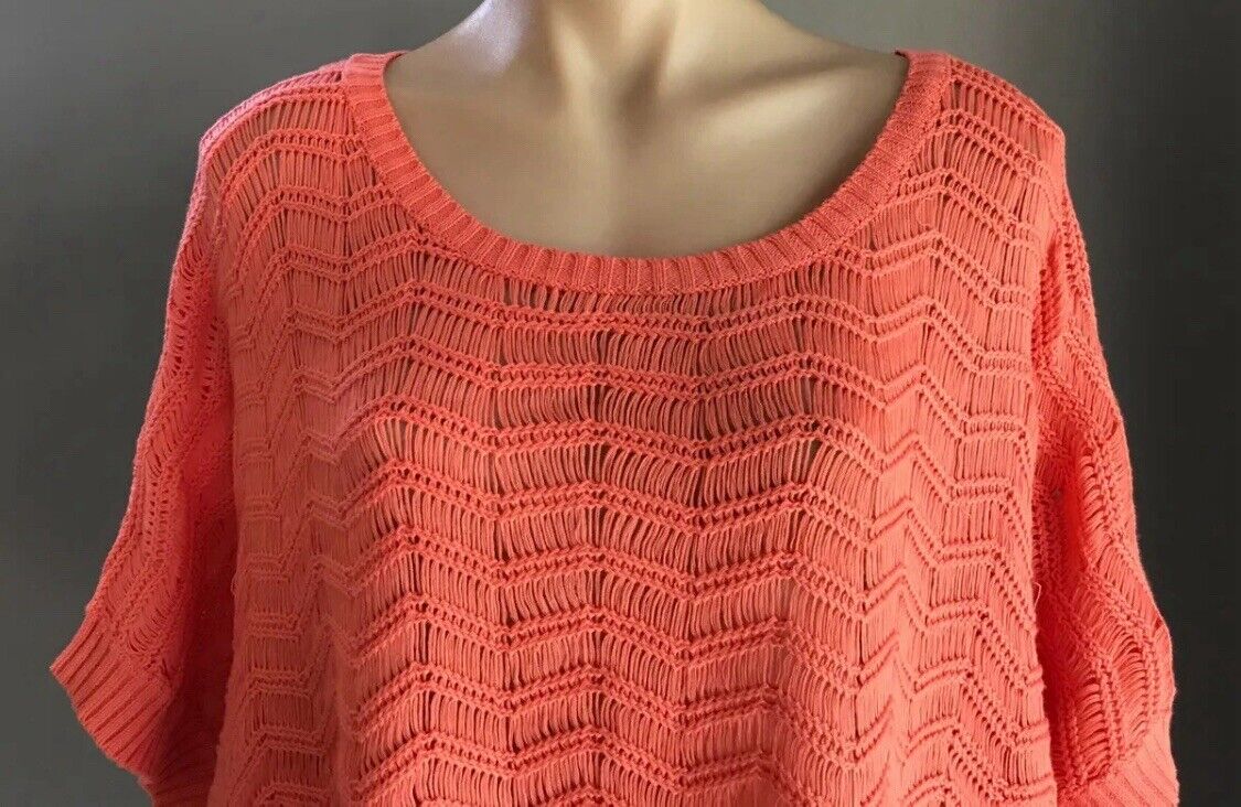 SUPRE Jumper Coral Knit Short Sleeve Box Style Sweater Ladies Size M 12