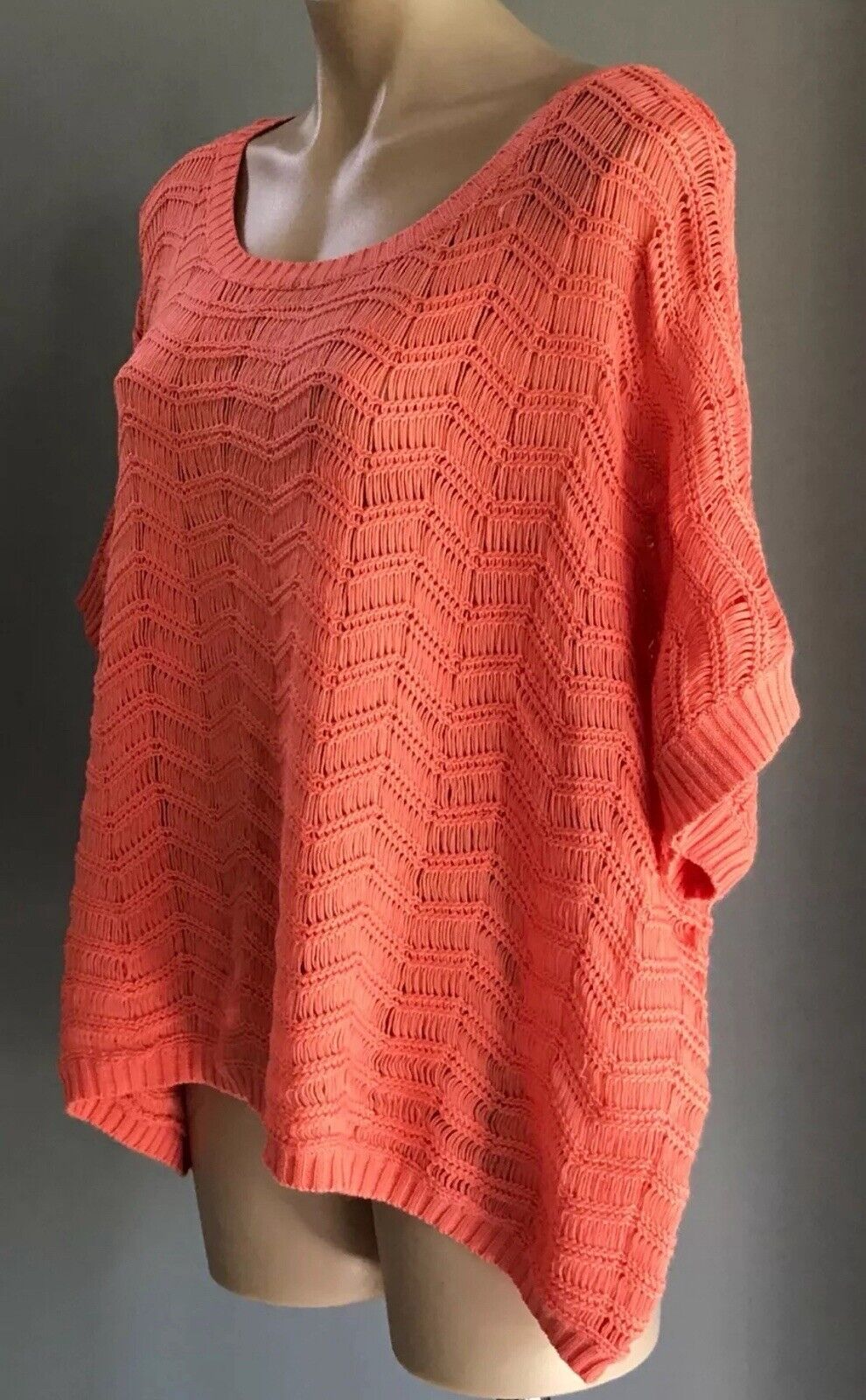 SUPRE Jumper Coral Knit Short Sleeve Box Style Sweater Ladies Size M 12