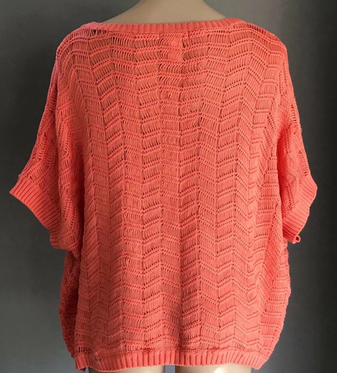 SUPRE Jumper Coral Knit Short Sleeve Box Style Sweater Ladies Size M 12