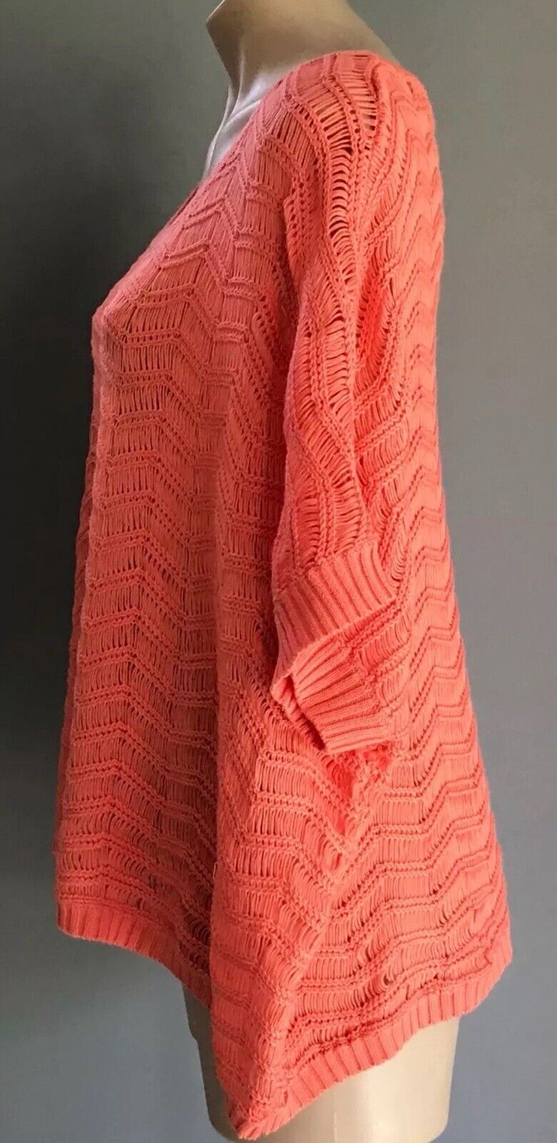 SUPRE Jumper Coral Knit Short Sleeve Box Style Sweater Ladies Size M 12