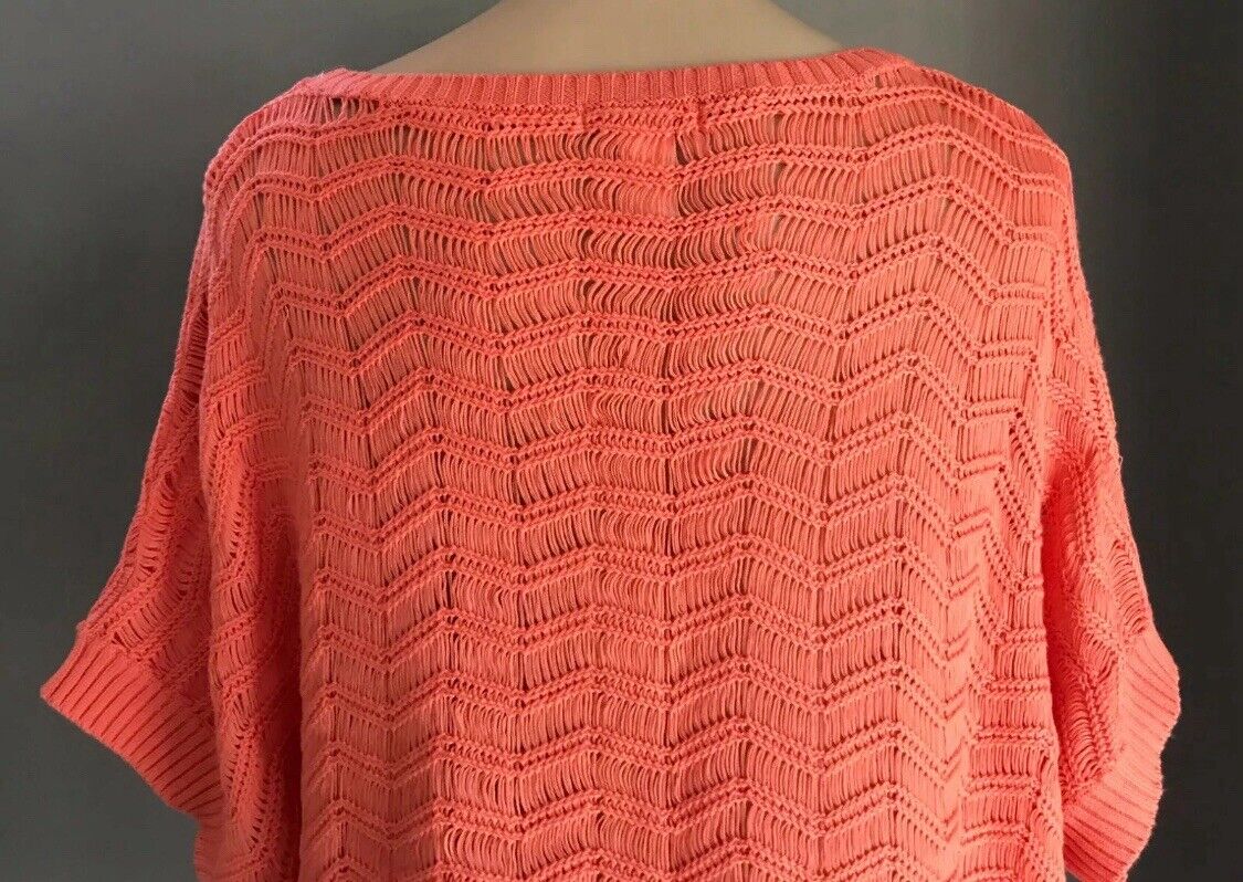 SUPRE Jumper Coral Knit Short Sleeve Box Style Sweater Ladies Size M 12