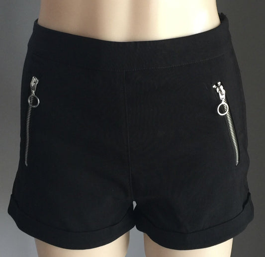 DIVIDED Shorts Black Zip Detail Ladies Size AU 12 EUR 40