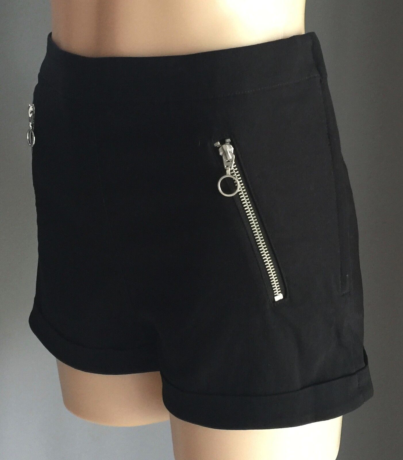 DIVIDED Shorts Black Zip Detail Ladies Size AU 12 EUR 40