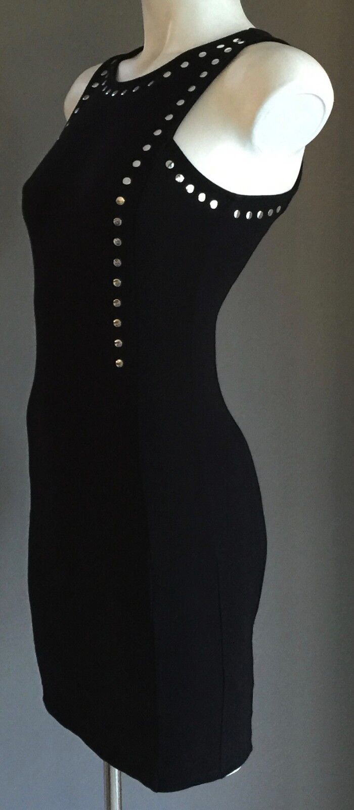 DIVIDED by H&M Bodycon Mini Dress Black Stretch Studded Size EU 38 AU 8 NEW