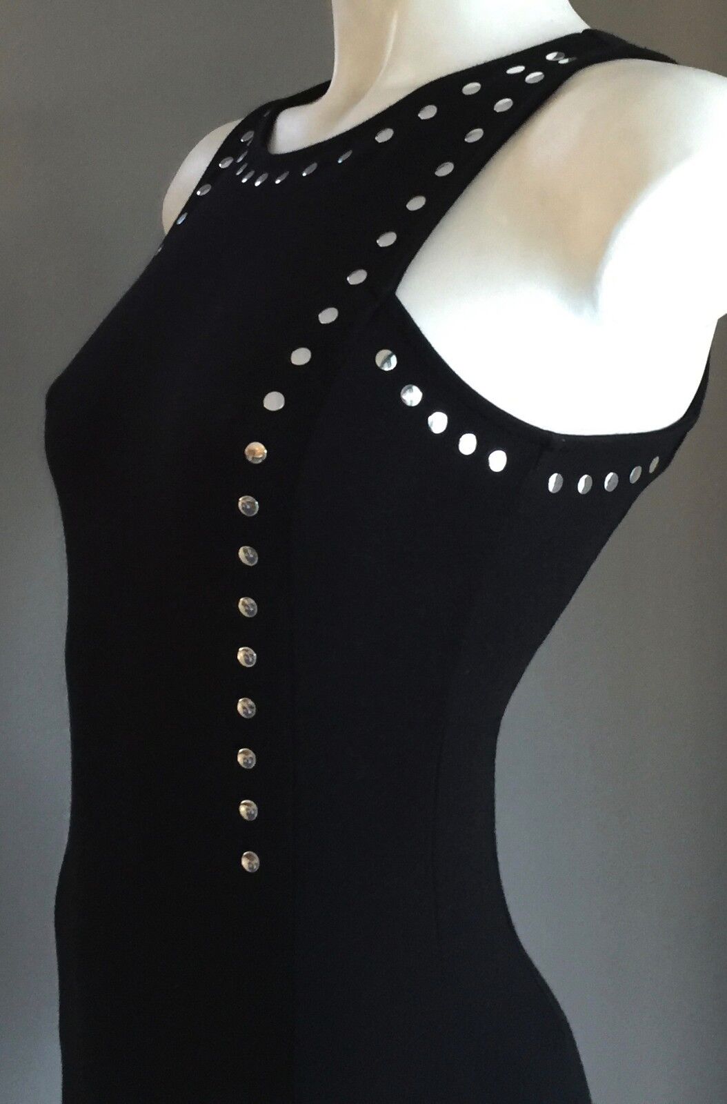 DIVIDED by H&M Bodycon Mini Dress Black Stretch Studded Size EU 38 AU 8 NEW