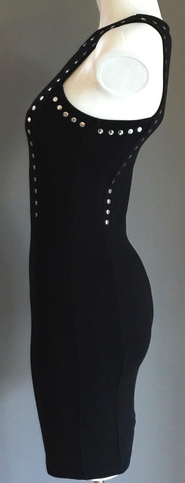 DIVIDED by H&M Bodycon Mini Dress Black Stretch Studded Size EU 38 AU 8 NEW