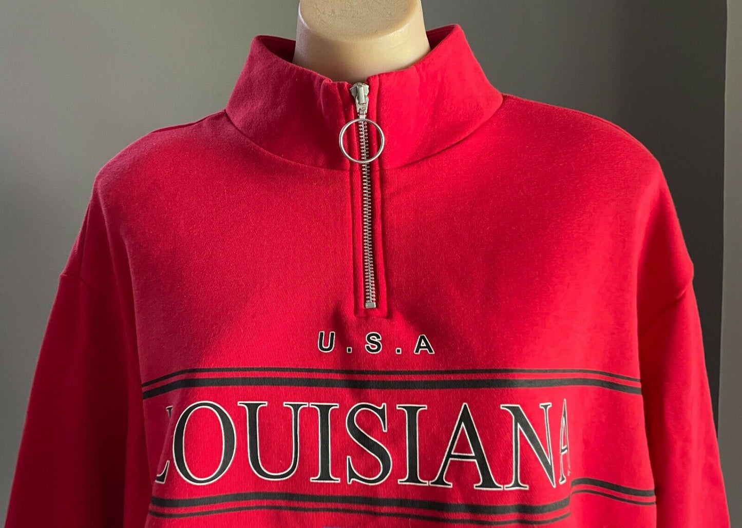 DIVIDED by H&M Louisiana USA Red Sweater Long Sleeve Crop Size EU L AU 14 16