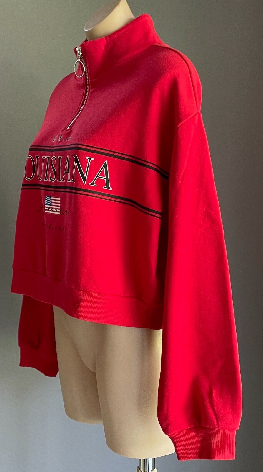 DIVIDED by H&M Louisiana USA Red Sweater Long Sleeve Crop Size EU L AU 14 16