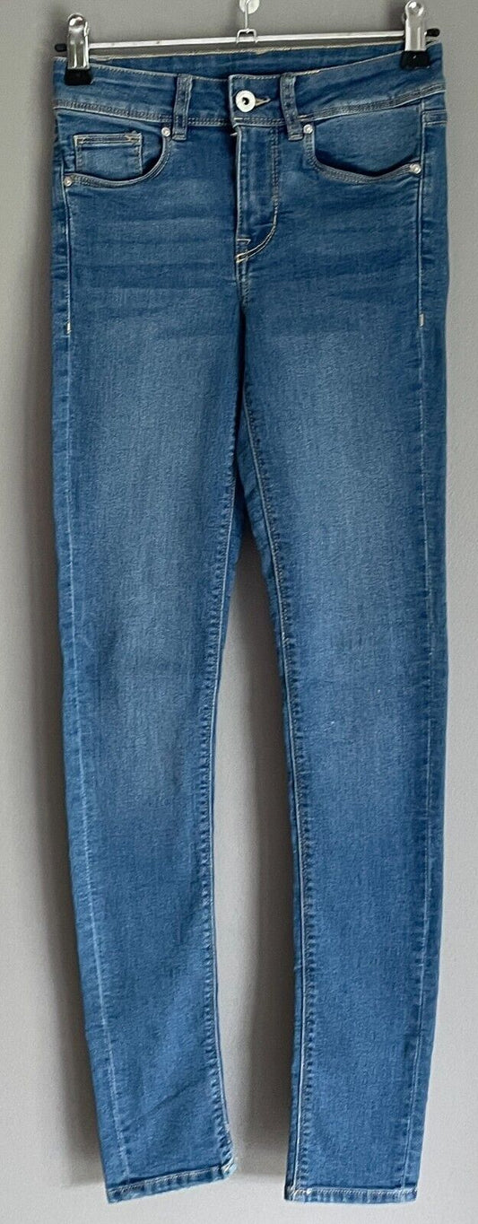 DIVIDED H&M Ladies Jeans Mid Blue Skinny Leg Stretch Denim Size EU 34 AU 6