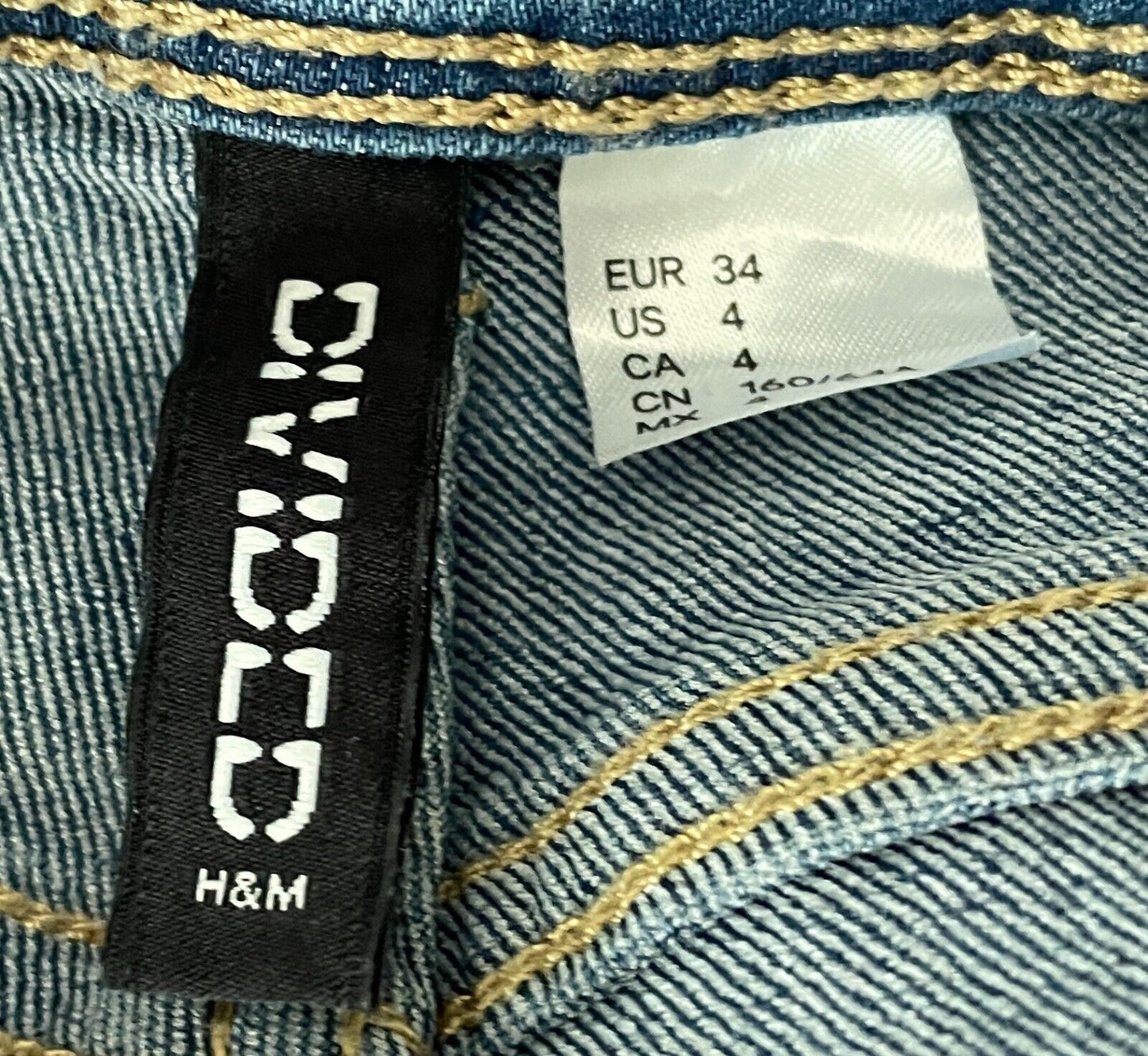 DIVIDED H&M Ladies Jeans Mid Blue Skinny Leg Stretch Denim Size EU 34 AU 6