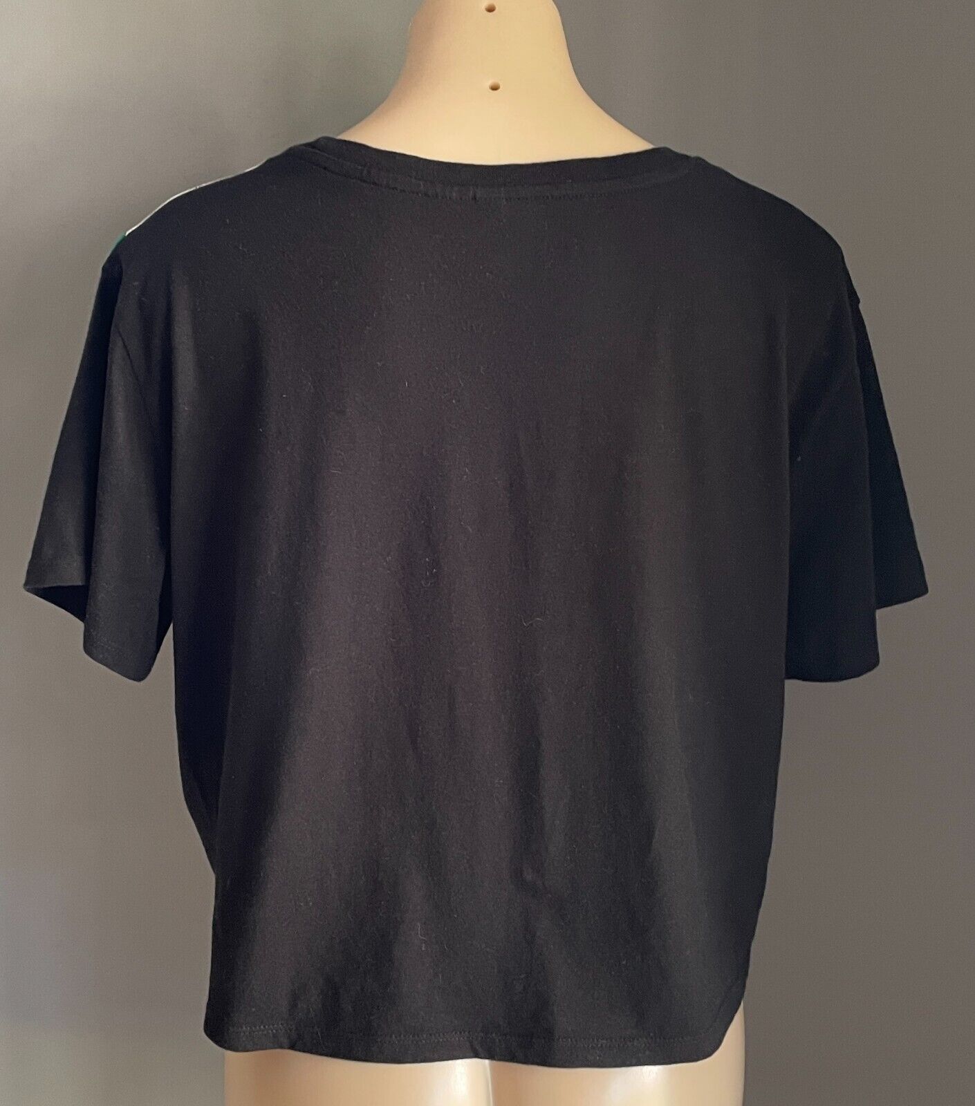DIVIDED by H&M  T-Shirt White Green Black Block Top Size EU L 12 Short Sleeve