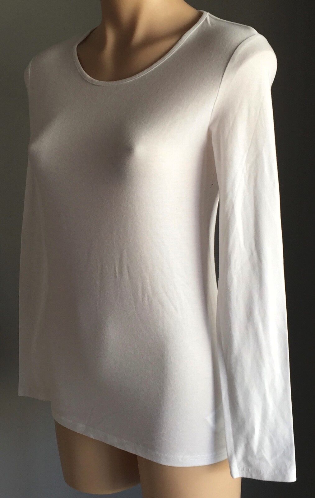 DIVIDED H&M Top White Long Sleeve White Crew Neck Stretch Size S 10 12