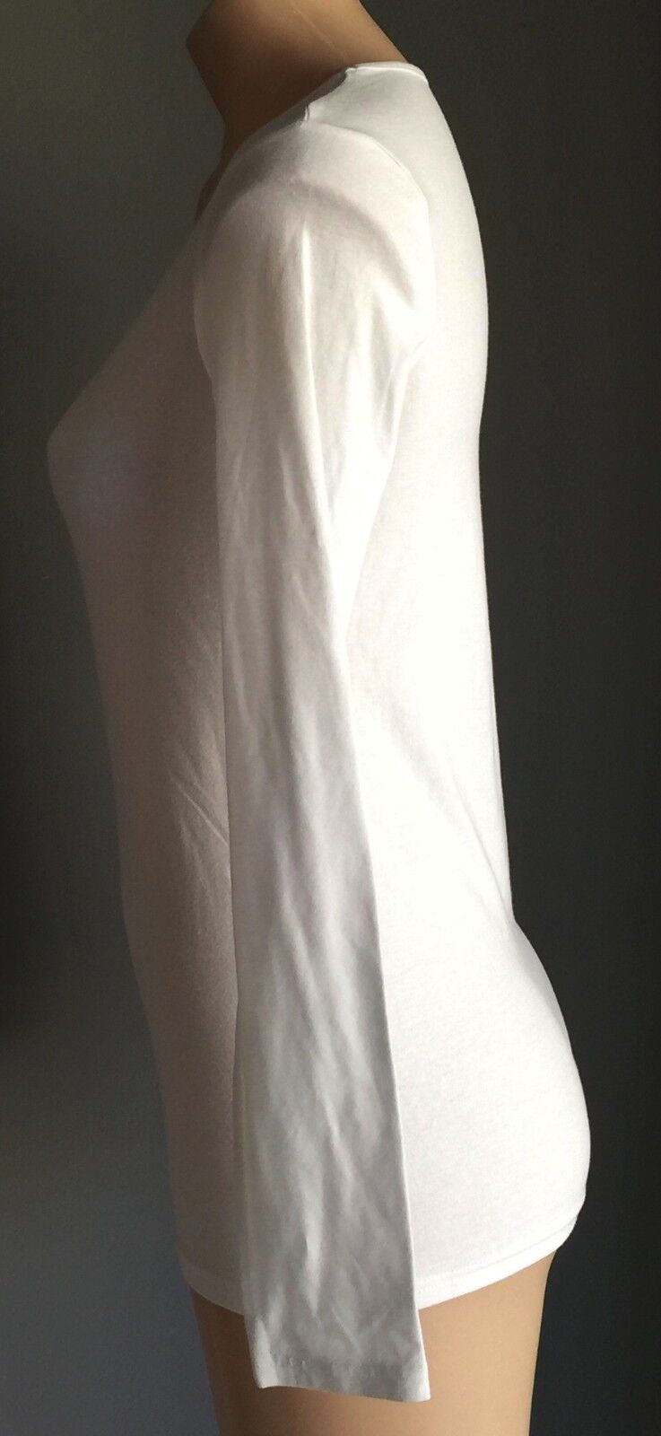 DIVIDED H&M Top White Long Sleeve White Crew Neck Stretch Size S 10 12