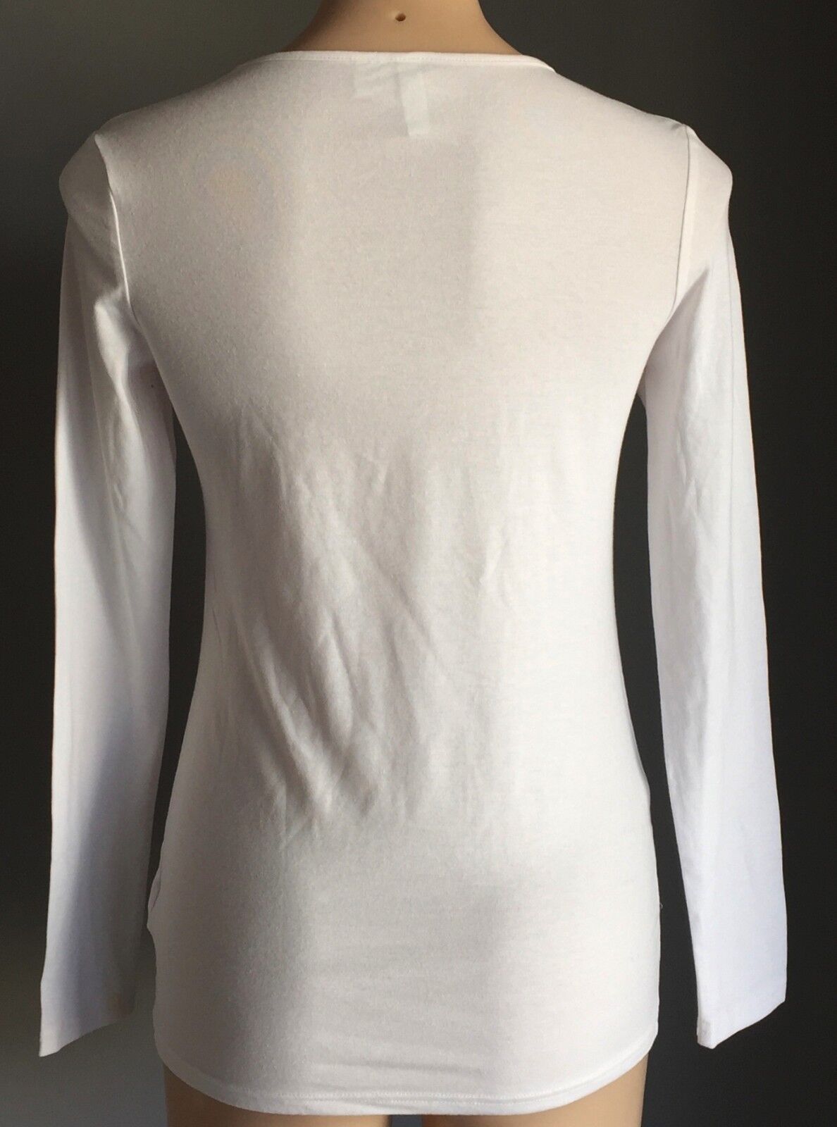 DIVIDED H&M Top White Long Sleeve White Crew Neck Stretch Size S 10 12