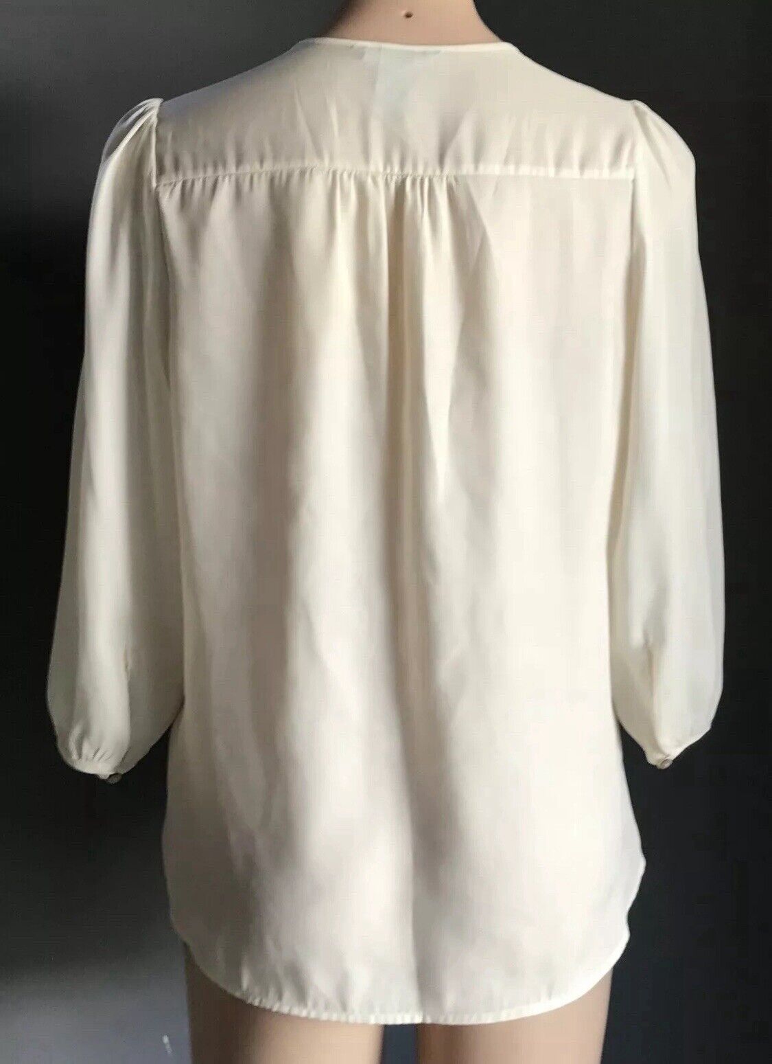 H&M Top Cream & Floral Print Collarless 3/4 Sleeve Blouse Ladies Sz EU 38 AU 10