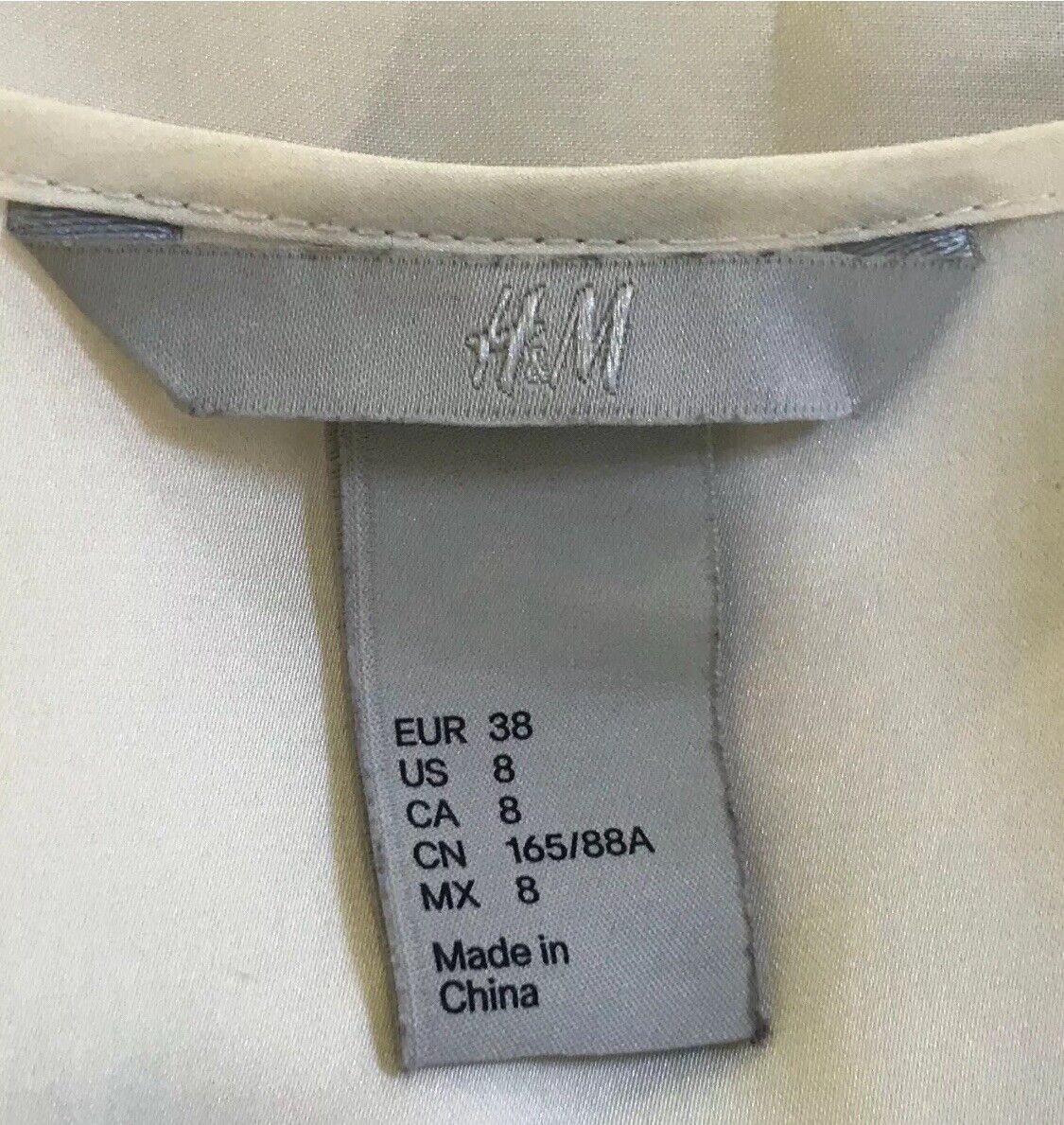 H&M Top Cream & Floral Print Collarless 3/4 Sleeve Blouse Ladies Sz EU 38 AU 10