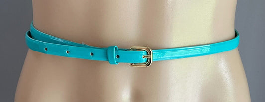 H&M Thin Belt Aqua Patent 1cm Pleather Size EU S 10 To Fit Waist 81-91cm