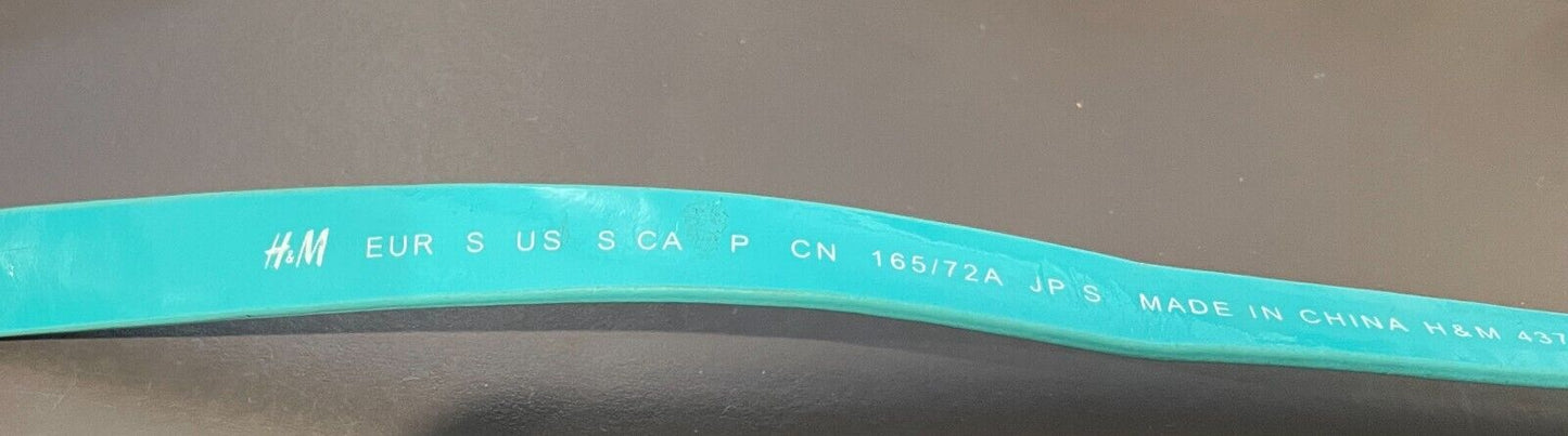 H&M Thin Belt Aqua Patent 1cm Pleather Size EU S 10 To Fit Waist 81-91cm