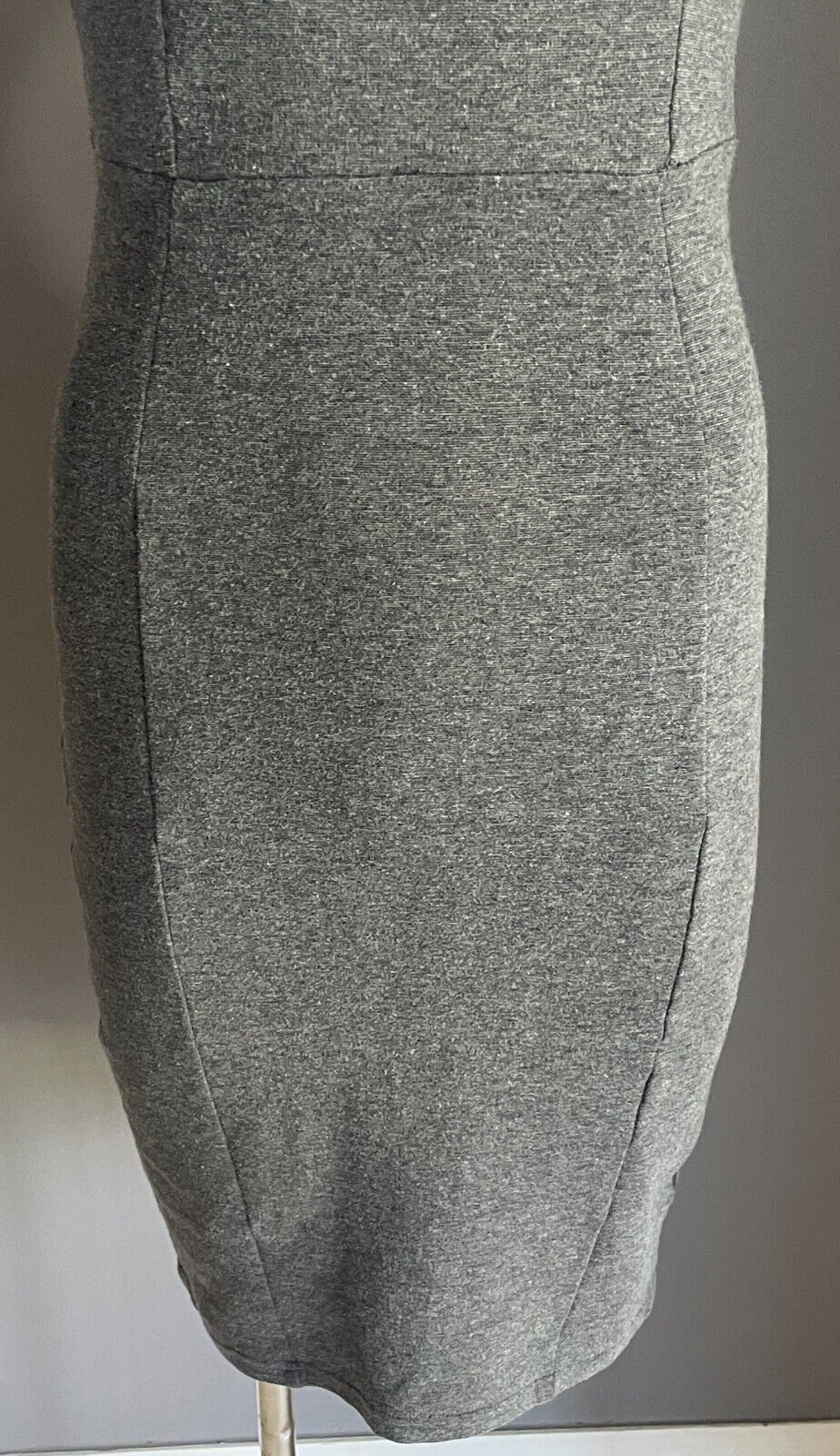 H&M Bodycon Dress Grey Marl Stretch Pencil Sleeveless Knee Length Size 8