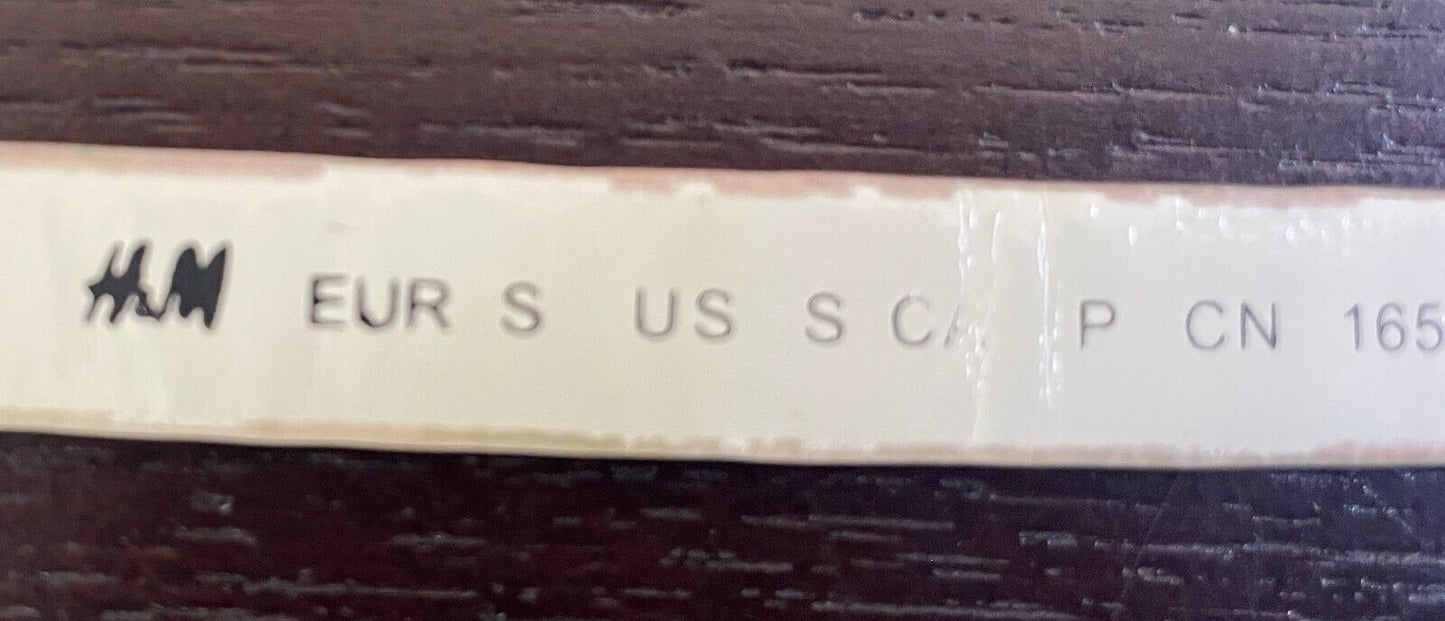 H&M Off White 1cm Thin Belt Patent Pleather Size EU S 10 To Fit Waist 81-91cm