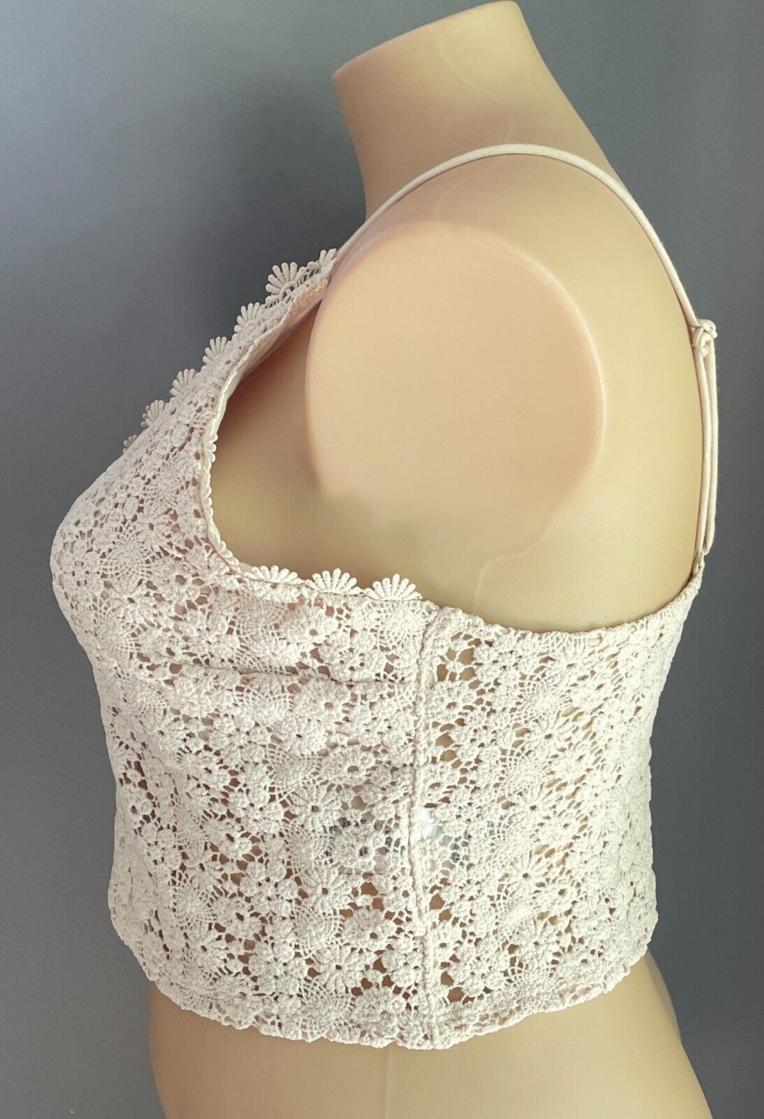H&M Crop Top Light Beige Lace Adjustable Straps Partially Lined Size XXL 18 NEW