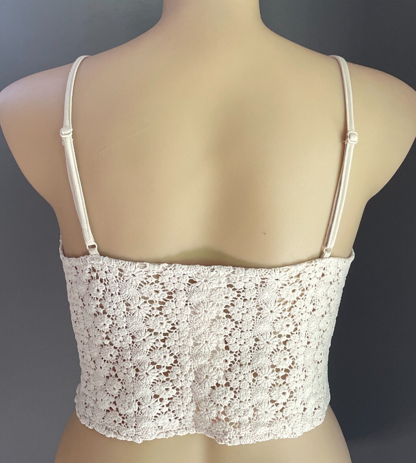 H&M Crop Top Light Beige Lace Adjustable Straps Partially Lined Size XXL 18 NEW