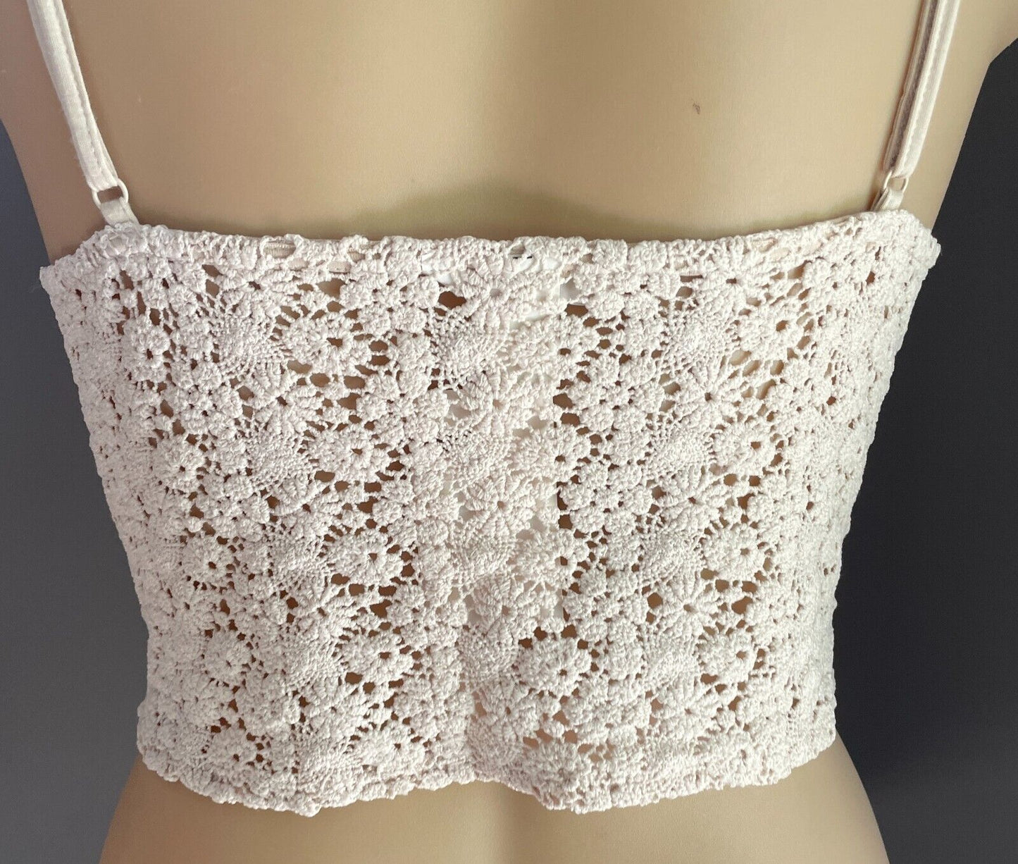 H&M Crop Top Light Beige Lace Adjustable Straps Partially Lined Size XXL 18 NEW