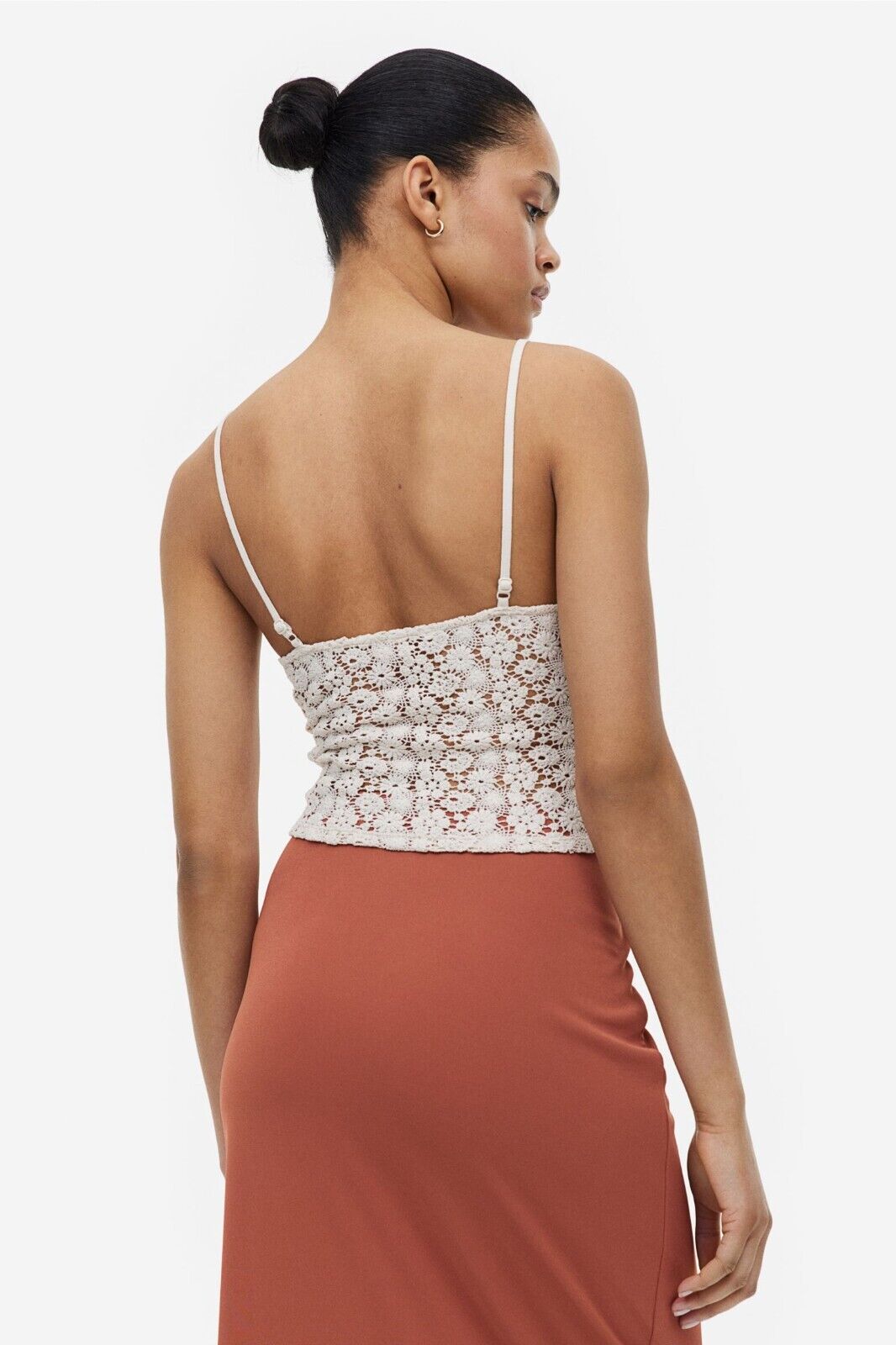 H&M Crop Top Light Beige Lace Adjustable Straps Partially Lined Size XXL 18 NEW