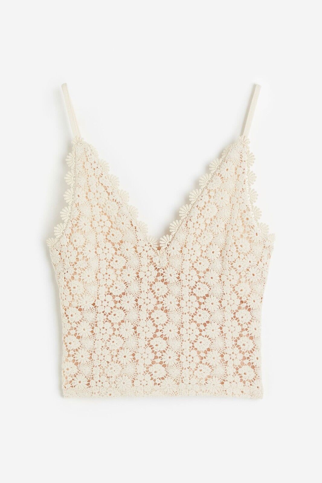 H&M Crop Top Light Beige Lace Adjustable Straps Partially Lined Size XXL 18 NEW