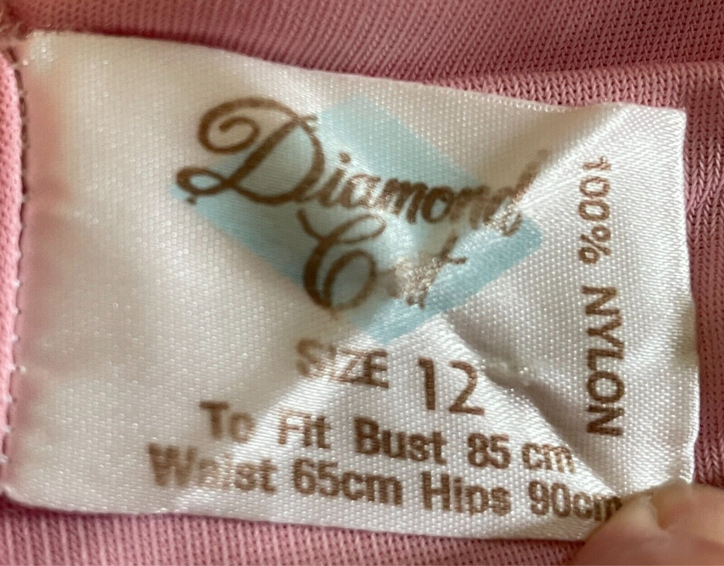 DIAMOND CUT Nightie Size 12 Pink Cream Lace Trim Sleeveless Long Length Vintage