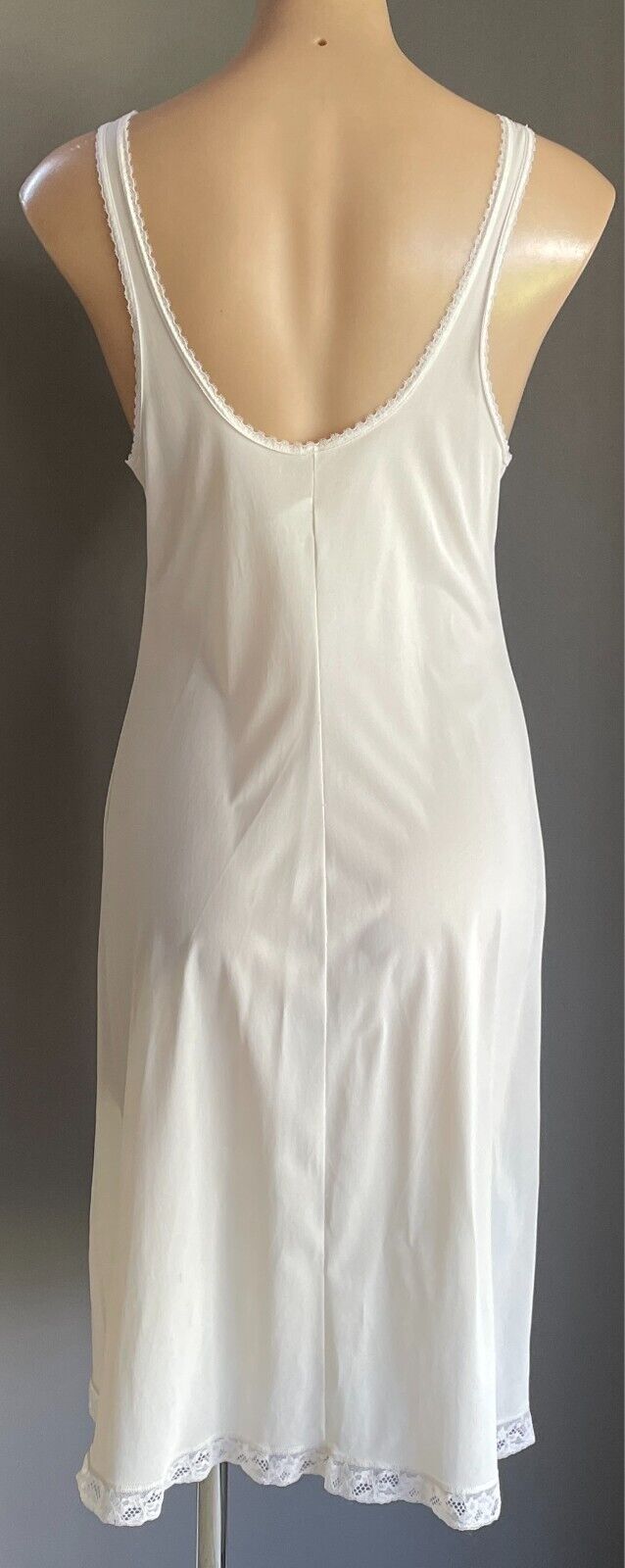 DIAMOND CUT Petticoat White Nylon Full Slip Lace Trim Size 14 Vintage