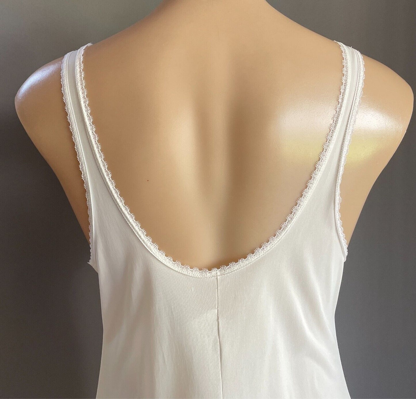 DIAMOND CUT Petticoat White Nylon Full Slip Lace Trim Size 14 Vintage
